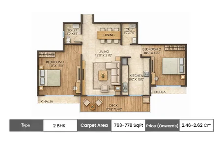 Delta Palm Beach 2 BHK floor plan